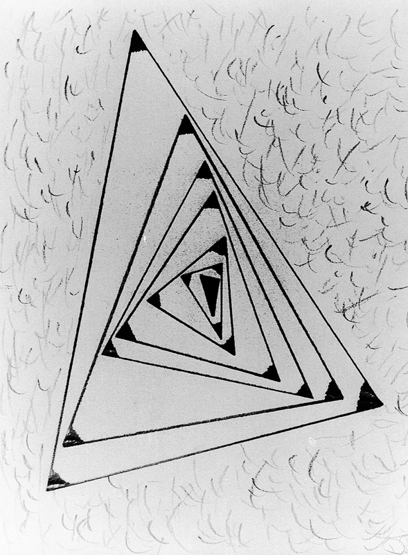 1984-Ohne-Titel- Dreiecke-Verschoben-Bleistift-30x40cm